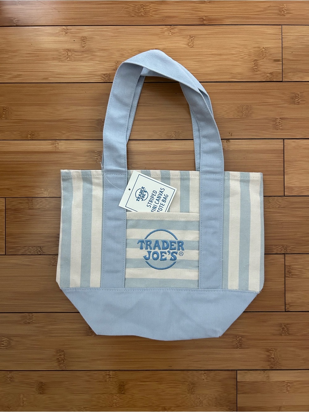 Trader Joe's Blue & Cream Striped Canvas  Mini Tote bag